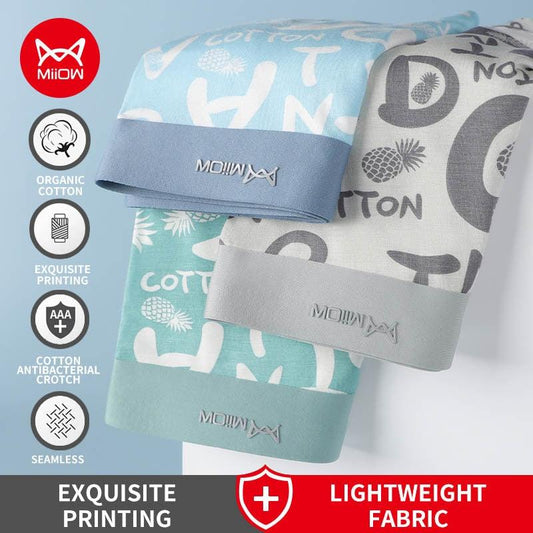 Men's 3Pcs Cotton Antibacterial Crotch Boxer - MiiOW Brand